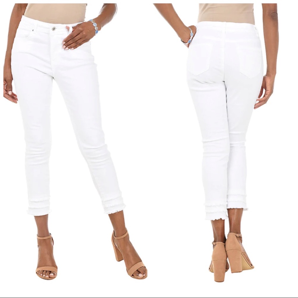 DG2 by Diane Gilman Virtual Stretch Layered Fringe Crop Jean